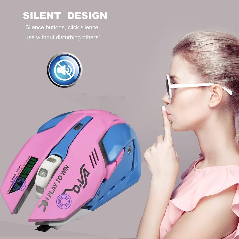 HXMJ Pink Wired USB Computer Mouse,7 Colors Backlit,Silent Buttons for MacBook,Computer PC,Laptop - Image 3